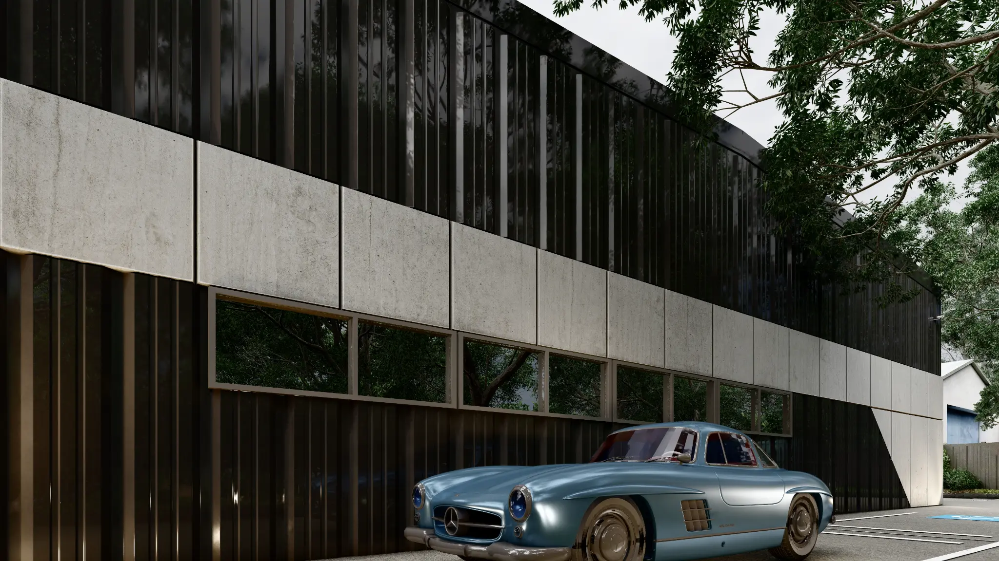 Chapman Road warehouse architectural render with concrete panels